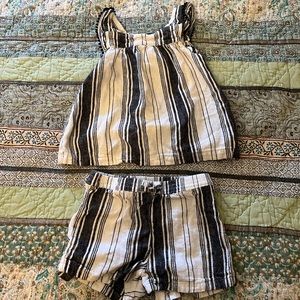 Carter’s Linen Blend Striped Shirt and Shorts Set - 24 mo